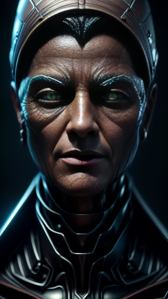 8K, Best Quality, Masterpiece, Ultra High Resolution,(Ultra-detailed face, Eyes wide open:1.3), (Full Face:1.3), (highly detailed CG unity 8k wallpaper), (best illustration), (best shadows), isometric 3D , octane rendering, ray tracing, highly detailed, Close-Up of dark robot Face
