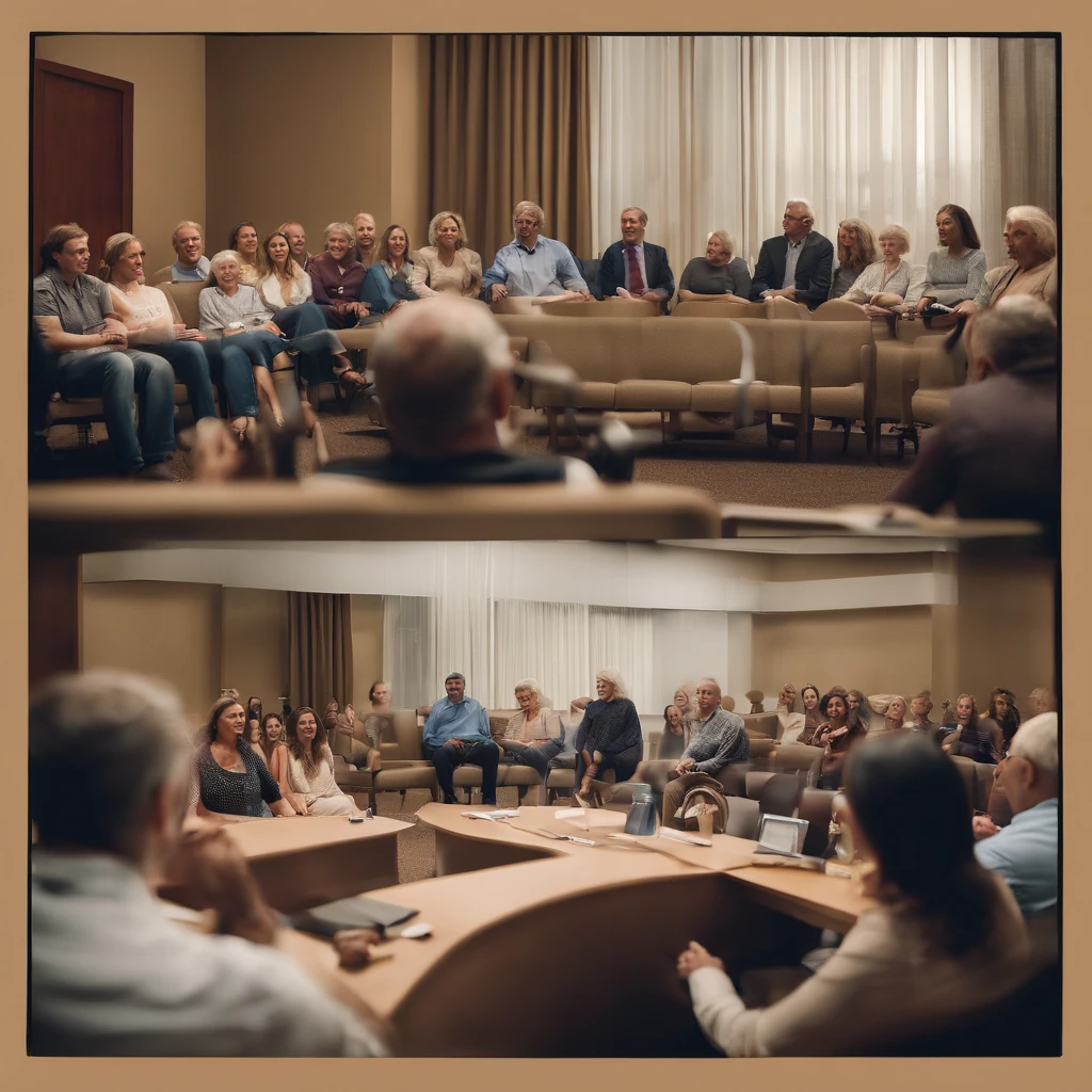 "A financial education workshop with adults of different ages, watching an investment presentation, savings and retirement planning."