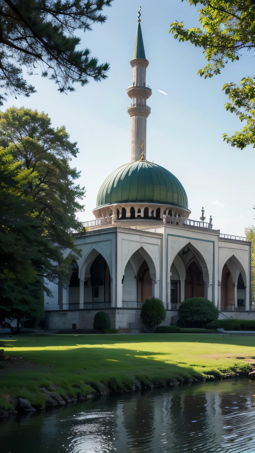 mosque, beautiful, exterior, trees, sexy, river