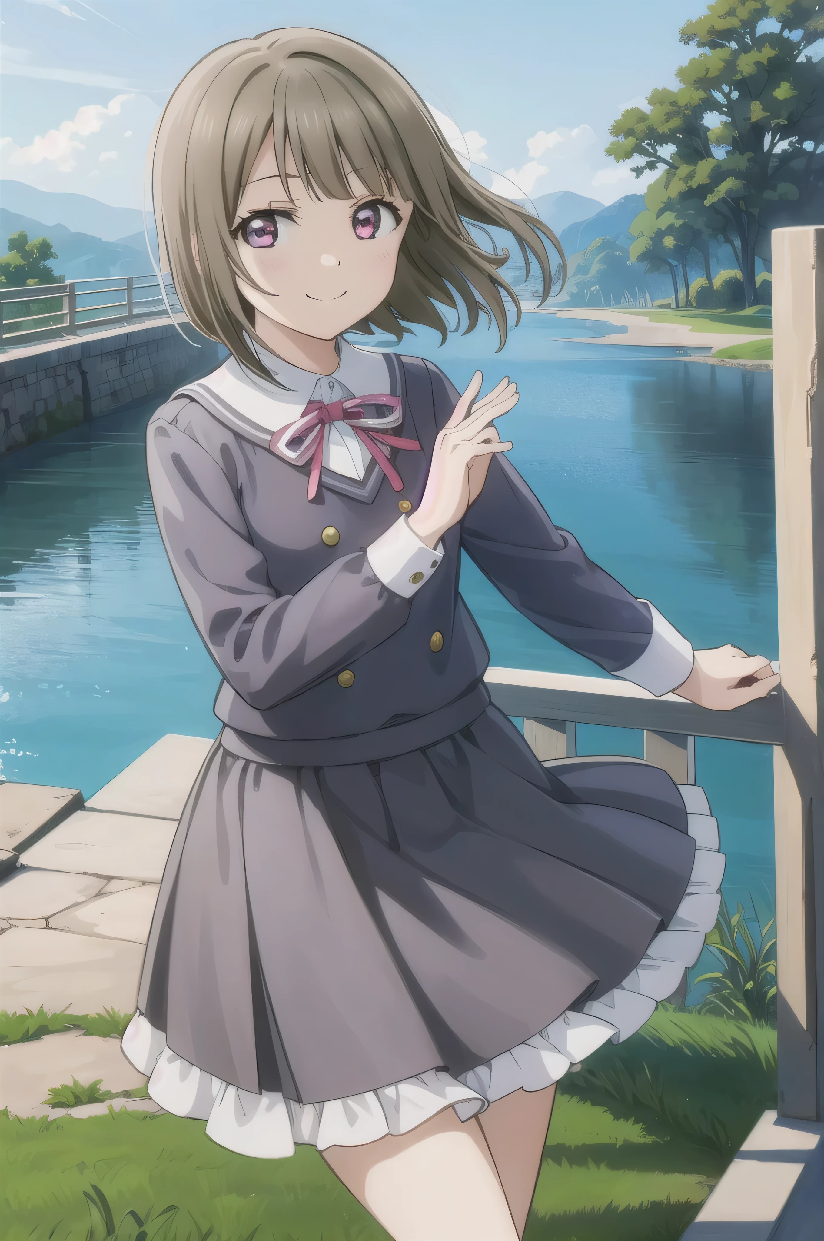(highest quality, masterpiece:1.2), One girl, alone, cute, View Viewer, , Cowboy Shot,closed mouth
,nakasu kasumi, nijigasaki academy ,smile worst,smile evil,evil smile,,shaded face,short hair,