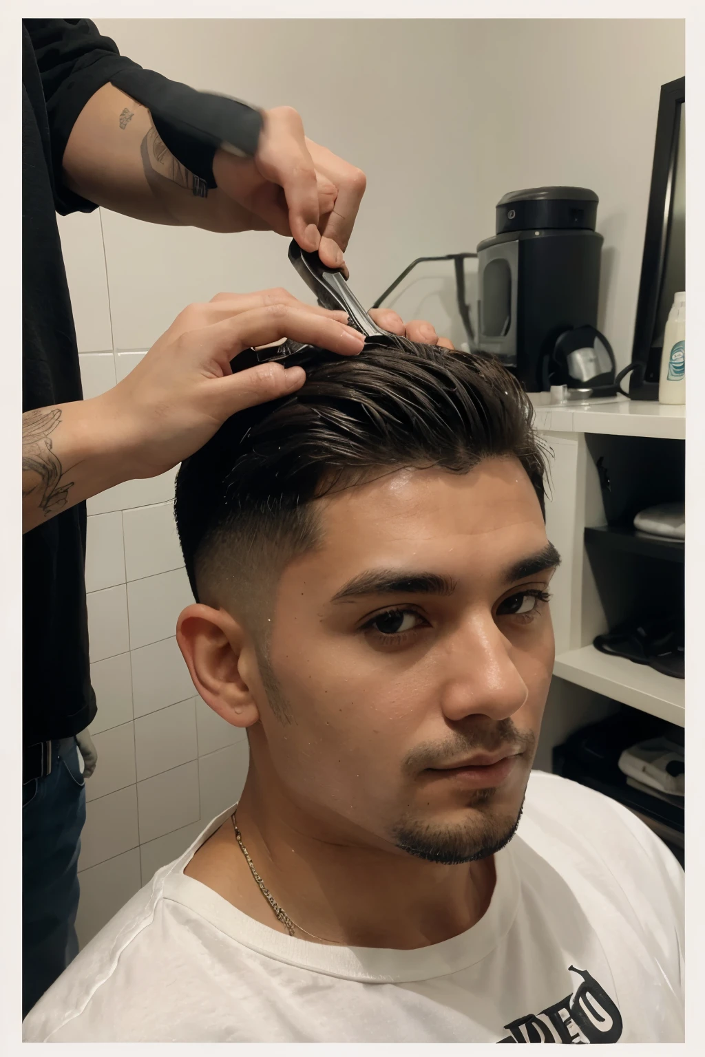 Logo de barberia con el nombre de "Kuky cut"