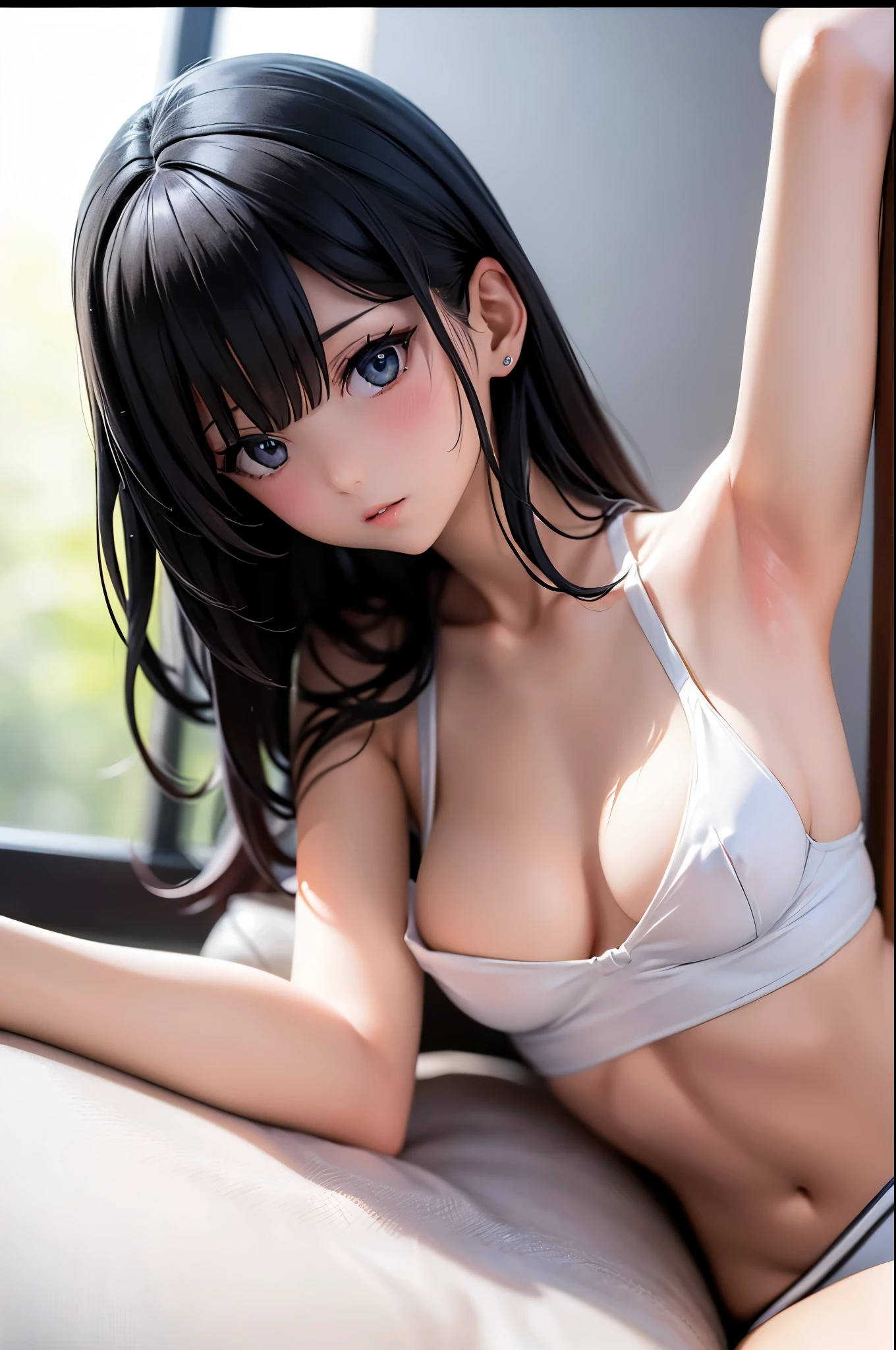 a sexy woman, (best quality), (masterpiece), (1girl), slim, anime, (flat chested), (protrait), (front view)
