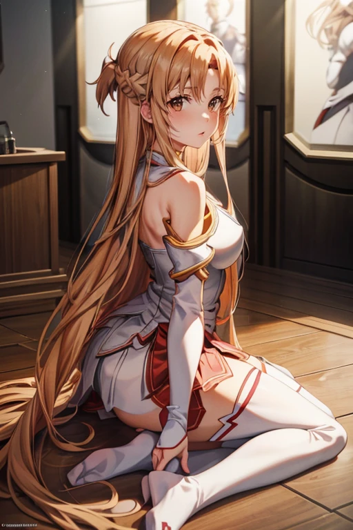 (Full Body Shot, Asuna from Sword Art Online, anime waifu, ArtJam, highest quality, 1 girl, 8k, Very detailed, Cinema Lighting)

Asuna, Loveable anime waifu from Sword Art Online, is  skillfully depicted in a Full Body Shot by the masterful artist, ArtJam. image, Amazing work with great attention to detail, Rendered in stunning 8K resolution, I can vividly depict every intricate detail of her features.. Her long, flowing blonde hair cascades down her back under the Cinema Lighting, Highlight each strand、Reflect the surrounding r