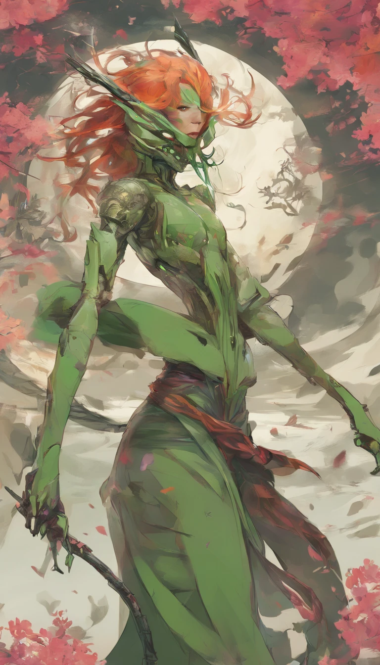 Un anime de una mantis con cara de Jennifer Lopez en estilo de arte de (Shin'ichirō Watanabe)