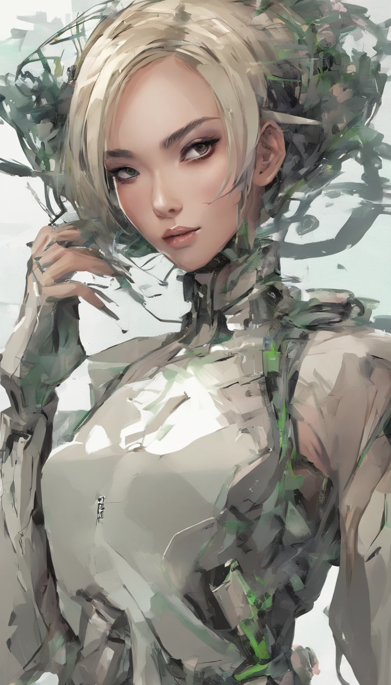 Un anime de una mantis con cara de Jennifer Lopez en estilo de arte de (Shin'ichirō Watanabe)