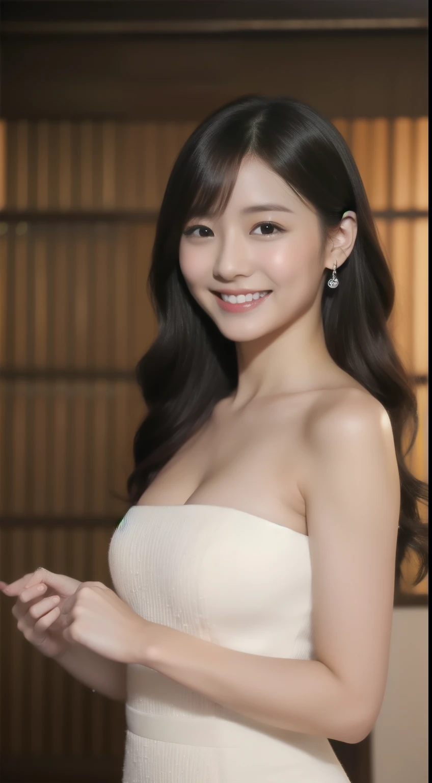 hostess、doress、hiquality、A hyper-realistic、healthy、Smiling expression、Slender perfect figure、Japan beauties、beautidful eyes、face perfect、Beautiful skin、Luxurious Ginza club background