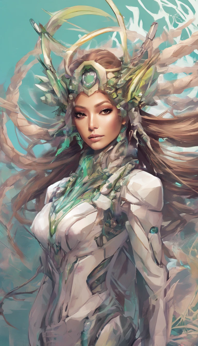 Un anime de Jennifer Lopez es una mantis anthropomorphic en estilo de arte de (Shin'ichirō Watanabe)