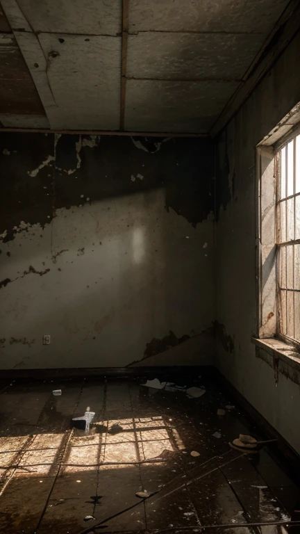 dilapidated clindren room, tin roof, leaky zinc ceiling, rain pouring in, moldy walls, earth floor, poverty, ruin, caracas, petare, (best quality,4k,8k,highres,masterpiece:1.2),ultra-detailed,(realistic,photorealistic,photo-realistic:1.37),cinematic lighting, dramatic chiaroscuro, moody atmosphere, muted color palette
