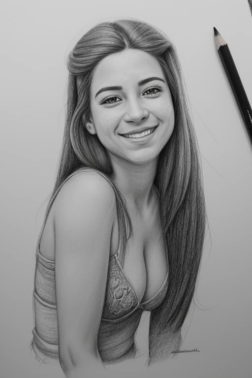 8k, pencil draw carvão, desenho of a woman with a smile on her face, realistic sketch, pencil draw, pencil draw, retrato realista, realism desenho, a pencil draw, professional portrait desenho, hyperrealistic sketch, arte tradicional, retrato detalhado, grafite realista, realistic desenho, feche o retrato, belo retrato detalhado, art sketch, desenho, pencil desenho, sem sombreamento, imagem realista