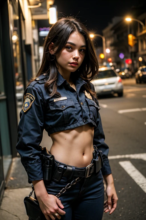 ((best quality)), ((masterpiece)), (detailed), perfect face police USA police  fit body girl police officer uniform 