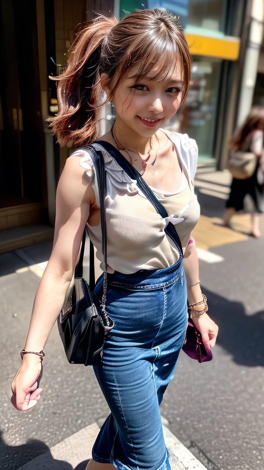 (With background:1.5、Tokyo Street:1.5)、(Realistic、Like a photograph、Live Action、8k, Realistic, RAW Photos, Best image quality: 1.4), Single-lens reflex camera、RAW Photos, highest quality, Realistic, Very detailed CG Unity 8k wallpaper, Written boundary depth, Cinematic Light, Lens flare, Ray Tracing, Realistic background、(Woman walking in the city:1.3)、(Paisla:1.5、blouse:1.2、(mermaidskirt,Denim long skirt)、Small :1.37、((Shoulder bag)))、((ultra high density skin))、 1 female,Cute Japanese Woman、Japanese office lady at work、((whole body:1.5),View the computer:1.1、smilerown inner color hair、Short Ponytail)、I like that style、stylish、Very detailed、Pay attention to the details、Perfect outfit、(Sunburned skin)、Beautiful feet:1.1,Anatomically correct body、Accurate Fingers、Are standing、View from the front