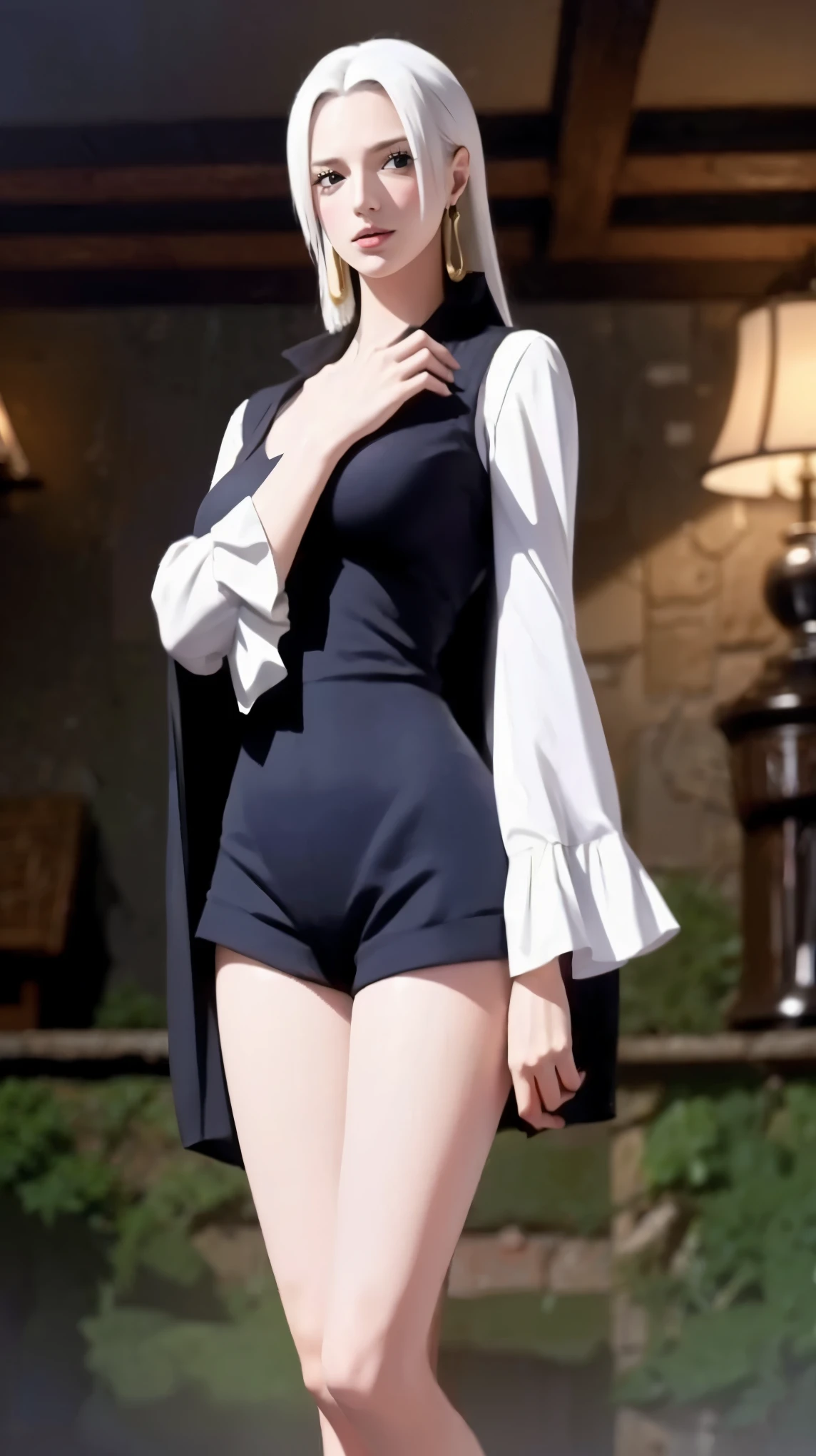 a white hair、Close-up of Miss wearing white mask, Beautiful character painting, guweiz, Gurwitz-style artwork, White-haired god, author:Yang Jie, Epic and beautiful character art, Stunning character art, author:Fan Qi, by Wuzhun Shifan, pixiv Art Street Guviz, Single ponytail, insult, High Ponytail, Tall and big, Long legs, (sleeveless lace shirt), (shorts), (Striped )), ((Striped )), Walk, elegant, dignified, Miss, Beautiful curves, sweet smile, Strong sense of detail and layering, color丰富绚丽, Has a unique texture, rich and colorful, color, vivid, Design Art, 16K, Super detailed, {{illustration}}, {Extremely refined}, {Exquisite surface treatment}, Super detailed, Delicate and shining eyes, {{light}}, 极致light效果, Model: realism, CFG size: 12, Laura: Bright texture (1.35), high quality, masterpiece, Exquisite facial features, Delicate hair depiction, Detailed depiction of the eyes, masterpiece, best quality, Ray tracing, Extremely detailed CG unified 8k wallpaper, masterpiece, best quality, (1 girl), 完美Miss身材, (((Skinny white T-shirt))), beautiful eyes, (Delicate face), short black hair, Tie your hair up, light blue hairpin, Black silk frame glasses, in class, (White skin), (Optimal lighting), (Super intricate details), 4k unity, (Super detailed CG), Showing off her white legs, , Hot Pants, shorts,