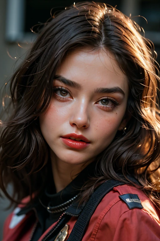 ((best quality)), ((masterpiece)), (detailed), perfect face police USA police fit body girl police officer uniform police duty super detailed face lips eyes skin super fake red lips super pumped lips full body portrait