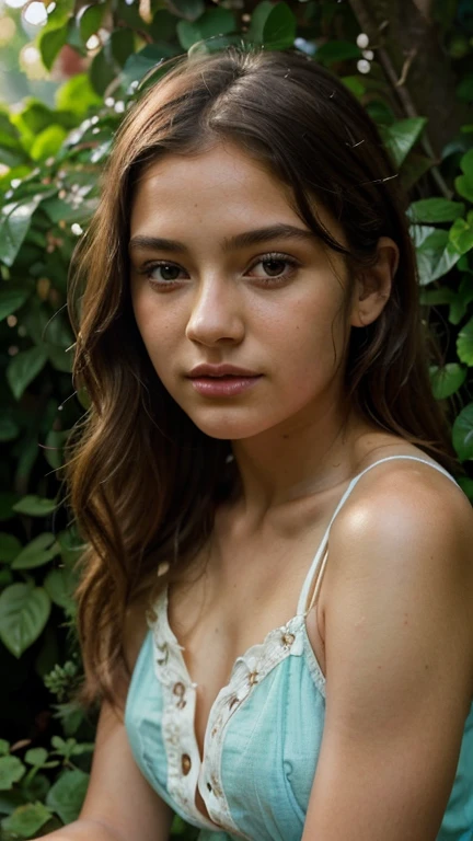 1 girl, 8 years old girl, sitting on a log, white mini dress, detailed girl, beautiful girl, detailed face, beautiful detailed eyes, beautiful detailed lips, long eyelashes, garden, lush garden, beautiful garden, overgrown garden, sunlight, warm sunlight, soft lighting, natural lighting, photorealistic, hyper detailed, 8k, extremely detailed, intricate details, masterpiece, cinematic, vibrant colors, vivid colors, fantasy art, portrait