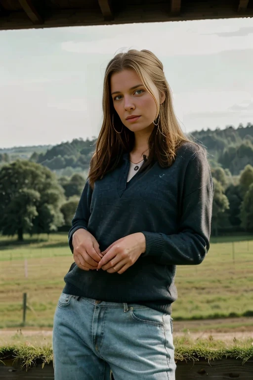 Reales Bild einer Farmerin, uhd, (((perfect hands))), good anatomy