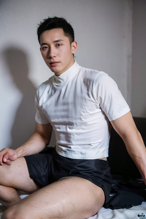 (the Extremely Detailed CG Unity 8K Wallpapers,masutepiece, Best Quality, Ultra-detailed), Gray background, 35-year-old male living in Japan, 35 year old male city hall employee, Sporty hairstyle, A dark-haired, narrow facial contours, tthin eyebrows, Sharp eyes, high and thin nose, thin lipss, Physical slim, Shirt and tie, Strong impression
