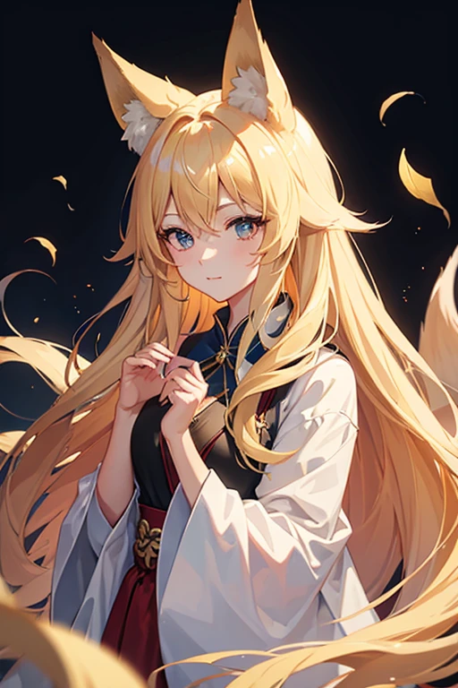 masterpiece, highest quality, High resolution,Follow the prompts、Anime Style、Blonde、Long Hair、Fox ears、Fox's Tail、negligee、