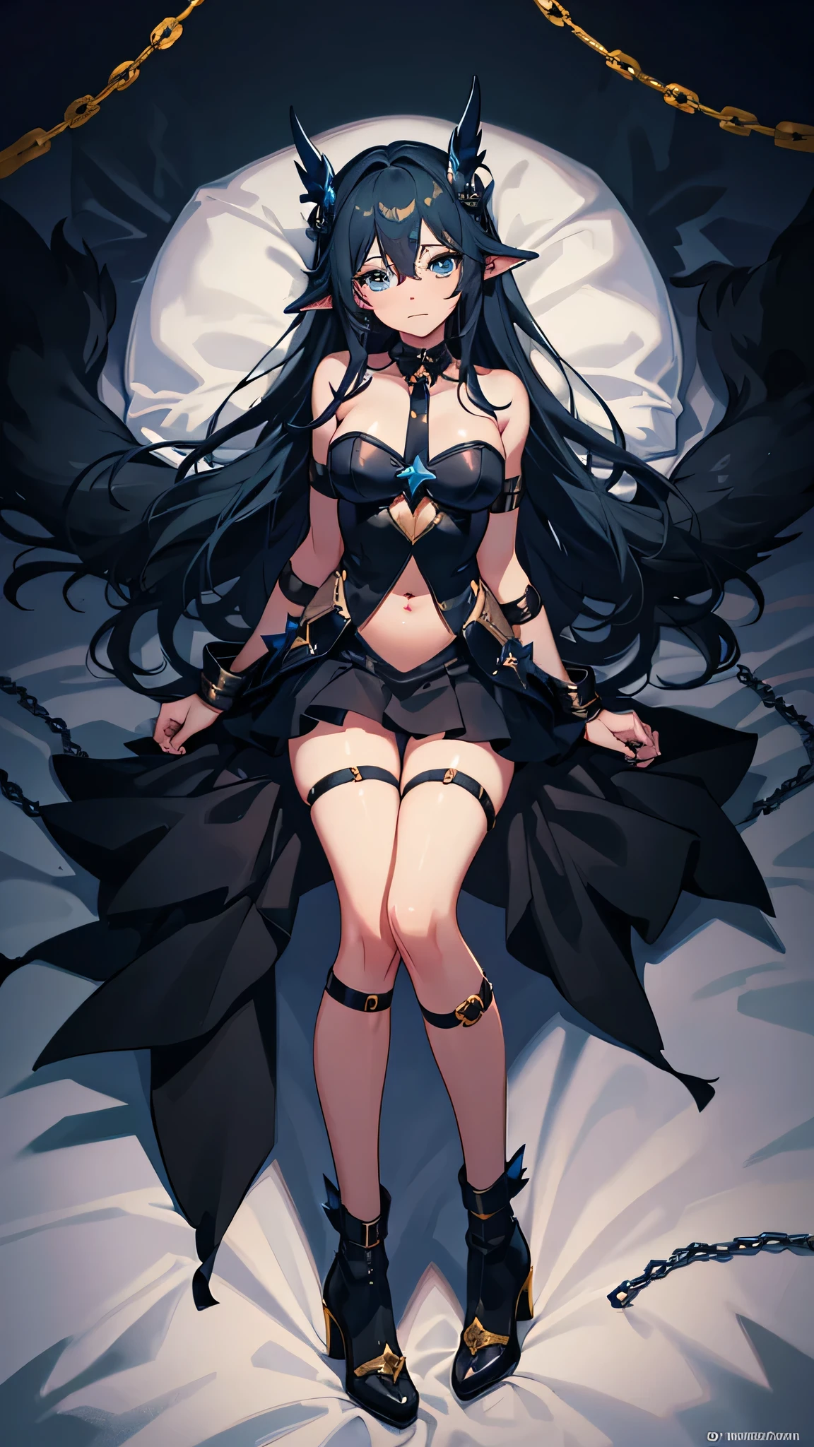 1 girl, gagged, bondage, fucked, tied up in chains, black high heel boots, Star Guardian Soraka, league of legends, high res