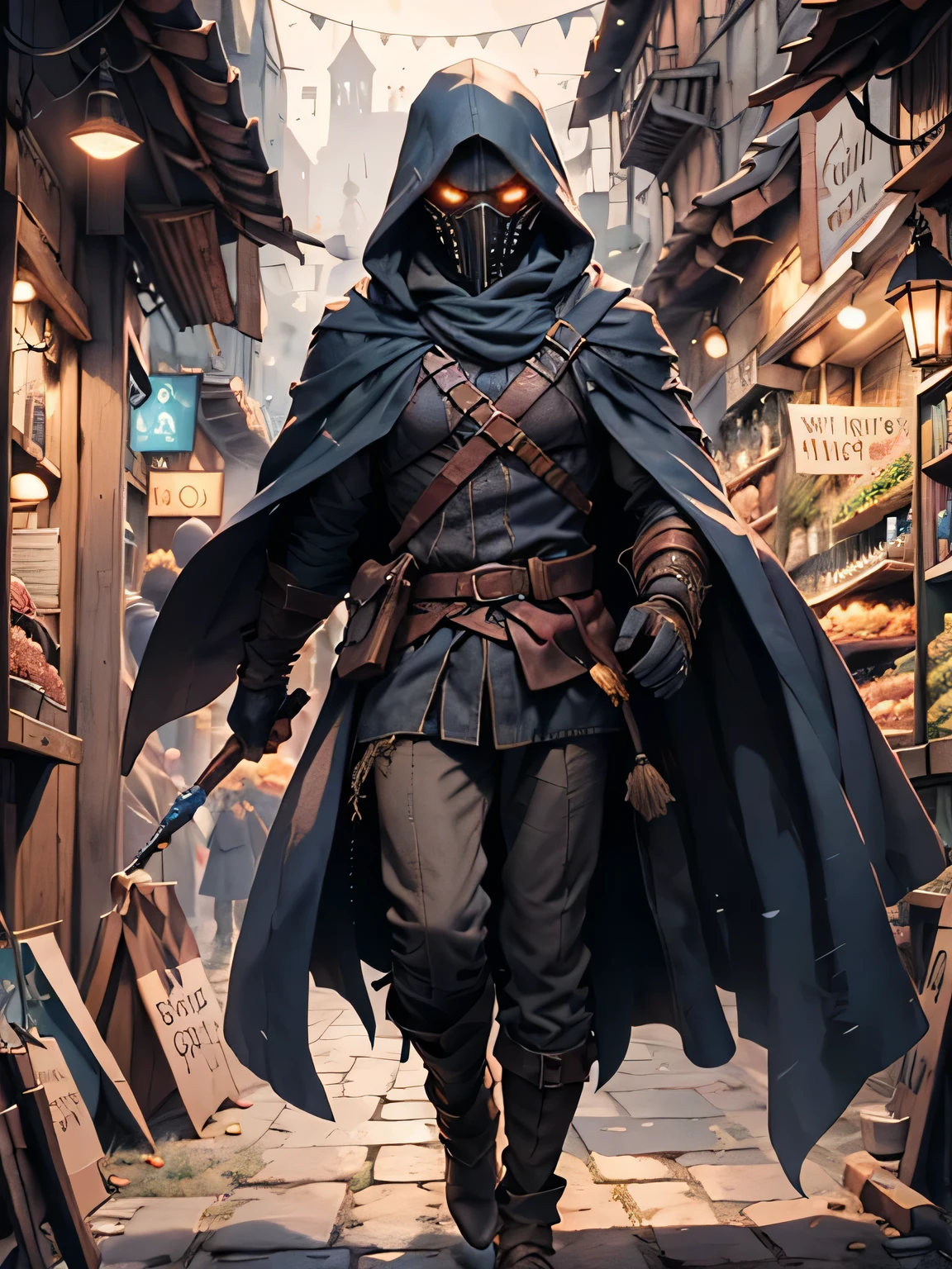 Picture a scene where a shadowy figure, concealed beneath the cloak of darkness, prowls through an open marketplace bustling with activity. With the hood pulled low over their face, this enigmatic rogue navigates the crowded streets, their nimble fingers poised for opportunity. Amidst the chaos of merchants and patrons, they spot their mark—a wealthy merchant displaying a valuable artifact. As the rogue moves to strike, they must blend seamlessly into the throng, executing their intricate plan with precision while remaining undetected in the vast expanse of the open square