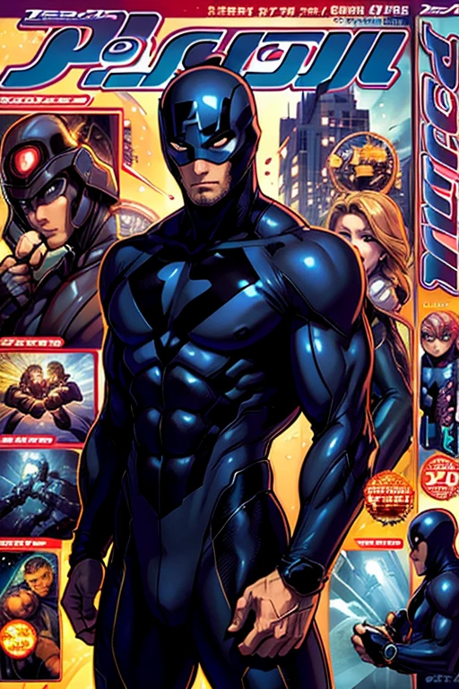 The poster of a movie about a male superhero named the drop.
The title of the movie is "the drop" and the "o" of the word "drop" has a water drop figure on its center.
The superhero is the main character in the poster and he is wearing a black suit with a logo of a blue circle with a drop on its center.
His mask covers all of his head and we cant see the man inside the supersuit that he is wearing.
The background is a City with lots of buildings