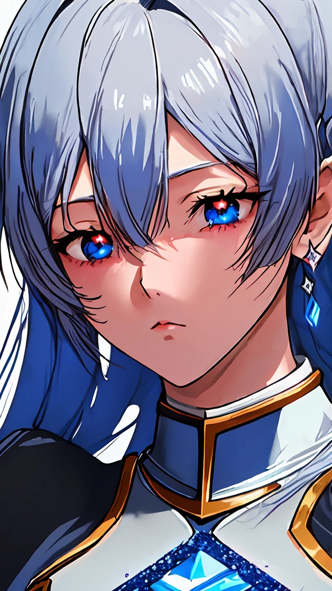 Anime character with blue hair and armor in space with stars, knights of zodiac girl, portrait knights of zodiac girl, Saint Seiya, in opal armor, Armor reflected in the color of sliver ice, inspired by Matsumura Goshun, ice blue and silver armor , pale blue armor, wearing shining armor, clothed in ethereal battle armor,covered in full silver armor