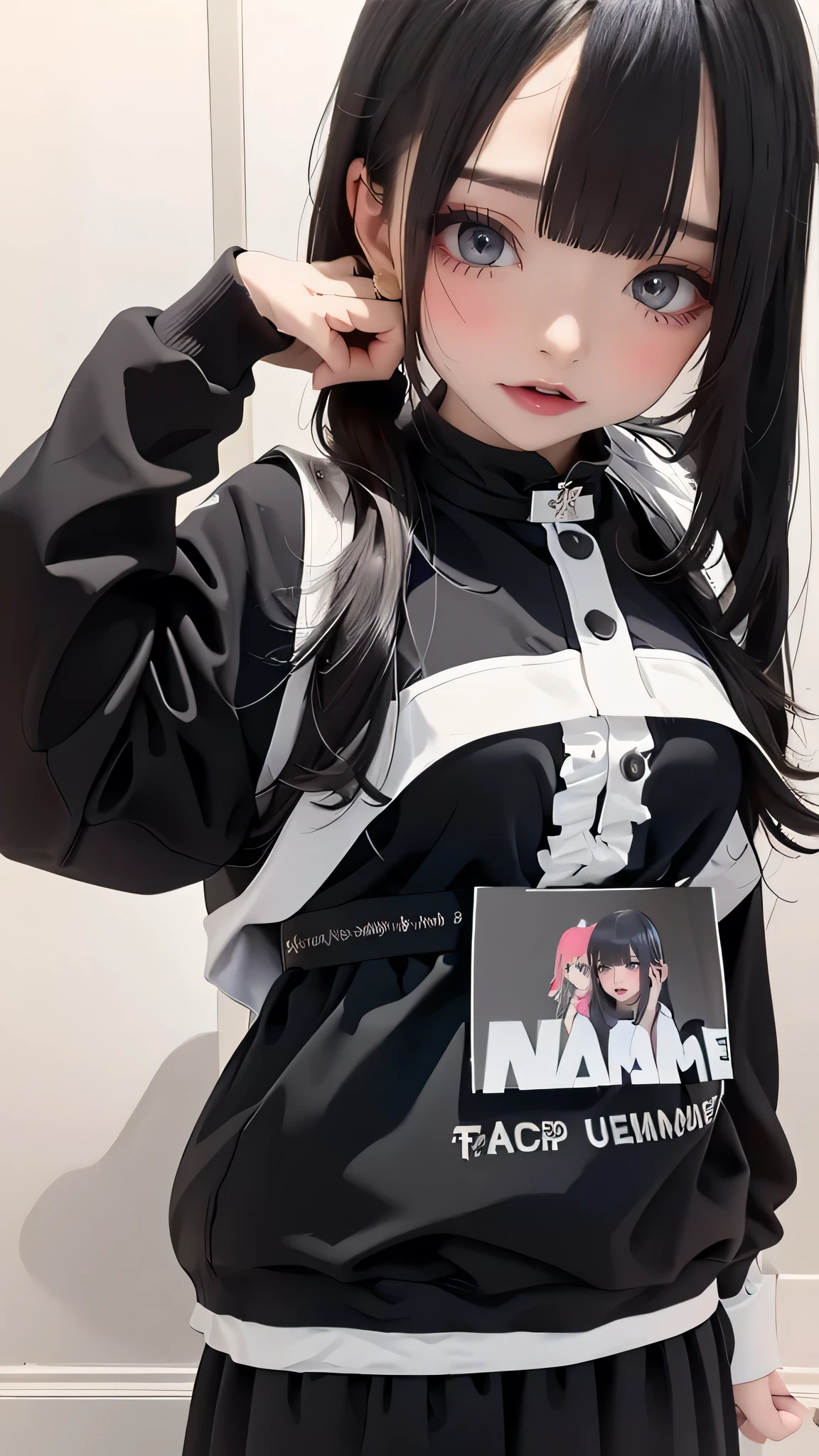 Anime girl with black sweatshirt and black plague mask 