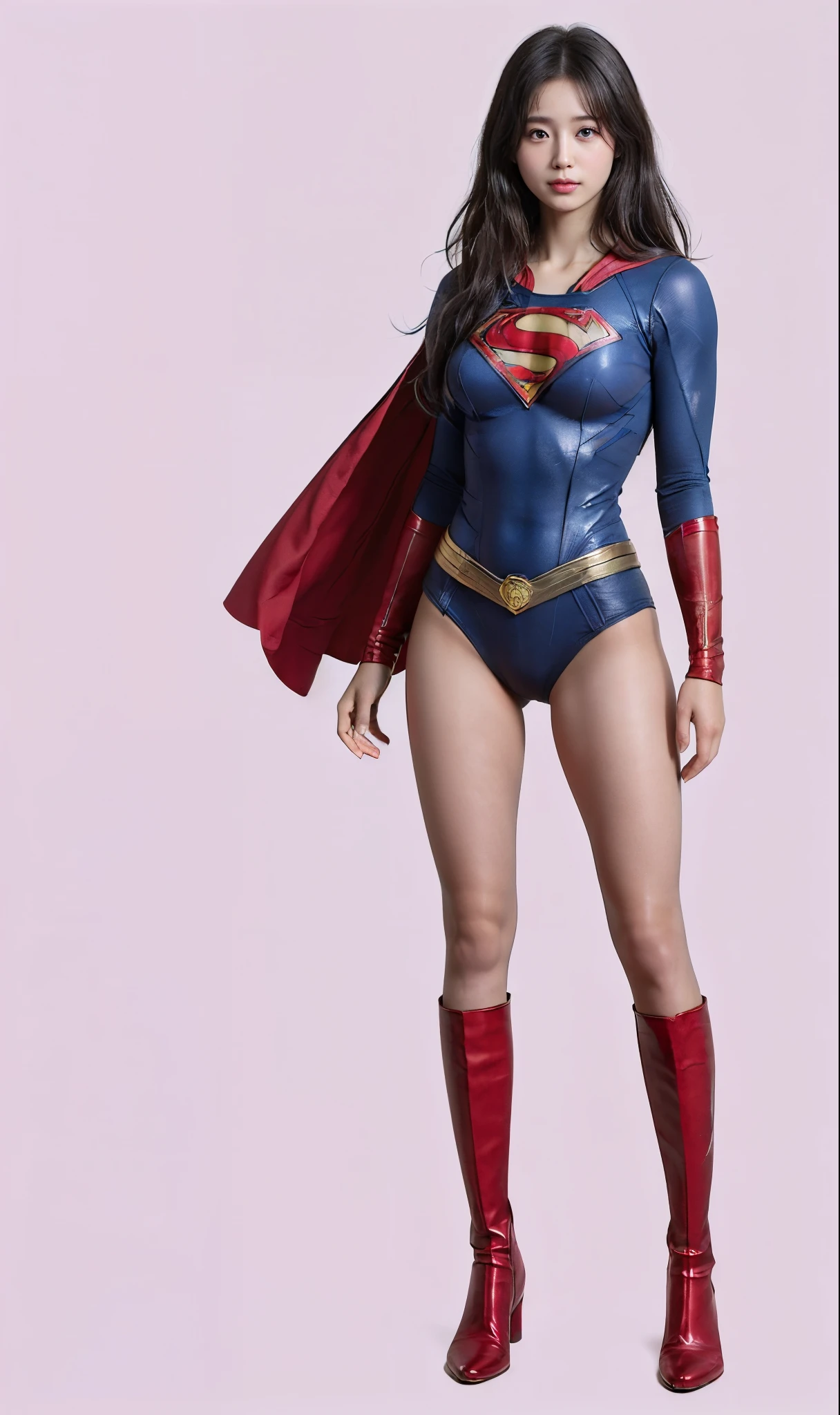No background、(((Beautiful legs in black tights.)))、(((Legally express the beauty of your smile)))、((((Make the most of your original images)))、(((Supergirl Costume)))、(((Beautiful short bob hair)))、(((suffering)))、(((Please wear black tights....、Wear red boots)))、((Best image quality、8k))、((highest quality、8k、masterpiece:1.3))、(((Preserve background )))、Sharp focus:1.2、Beautiful woman with perfect figure:1.4、Slim Abs:1.2、Wet body:1.5、Highly detailed face and skin texture、8k