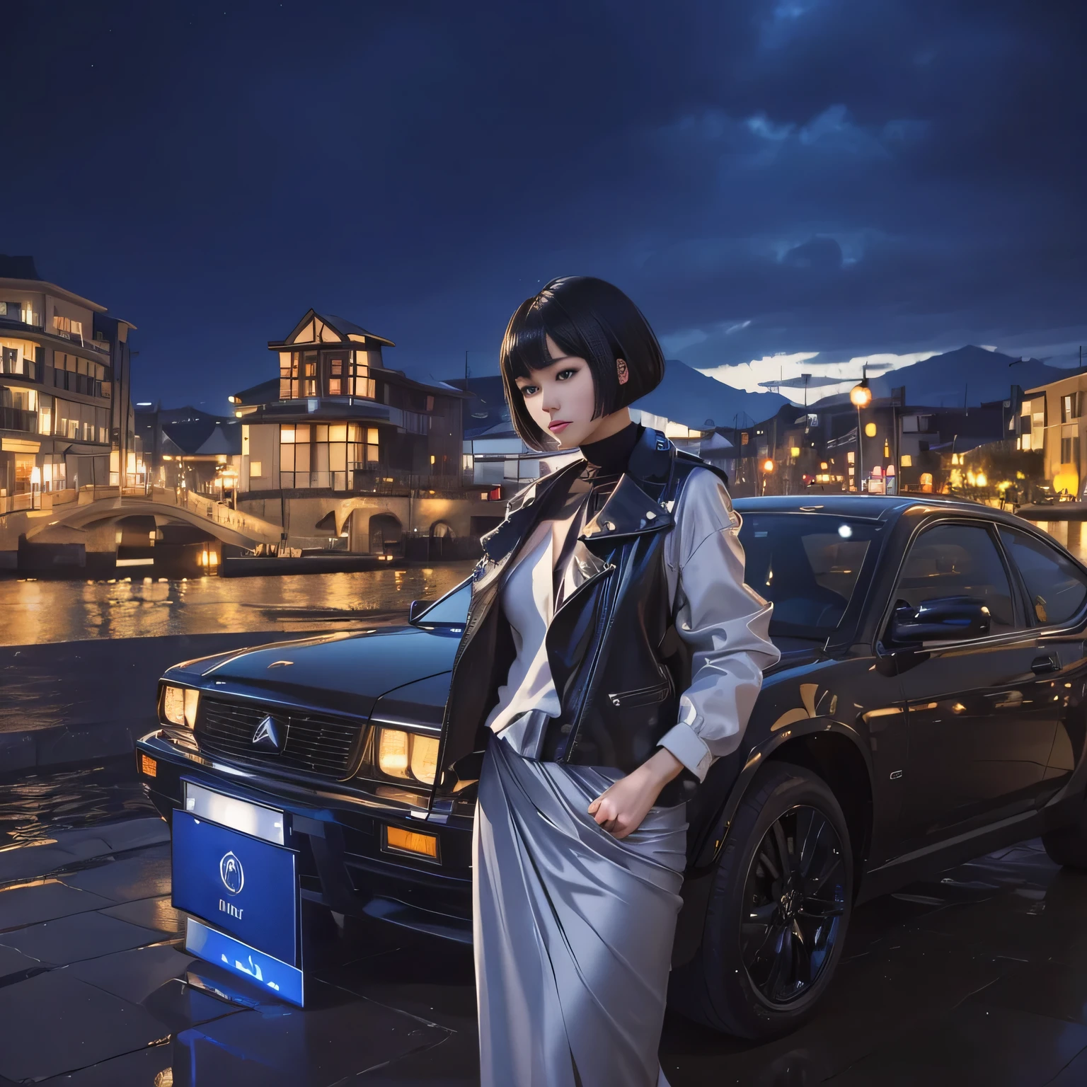 (Best quality, 8k, 32k, Masterpiece, UHD:1.2) "Generate a captivating artwork featuring a young Japanese girl model with short, sleek black hair styled in a chic bob haircut. Envision her bathed in dramatic cinematic lighting, creating an atmosphere of allure and mystery. Emphasize a romantic aesthetic vibe, showcasing the model in a poised and elegant pose that evokes a sense of intimacy and sophistication. Utilize warm and soft tones to enhance the romantic ambiance, and consider incorporating elements like flowing fabrics or flowers to add a touch of ethereal beauty. Capture the essence of romance and beauty through the model's expression, the play of light and shadows, and the overall aesthetic, creating a visually compelling and emotionally resonant piece." (perfect eyes), flawless skin, flawless face, cinematic, tight body, ((well-proportion female hands)), ((female hands with five digits))