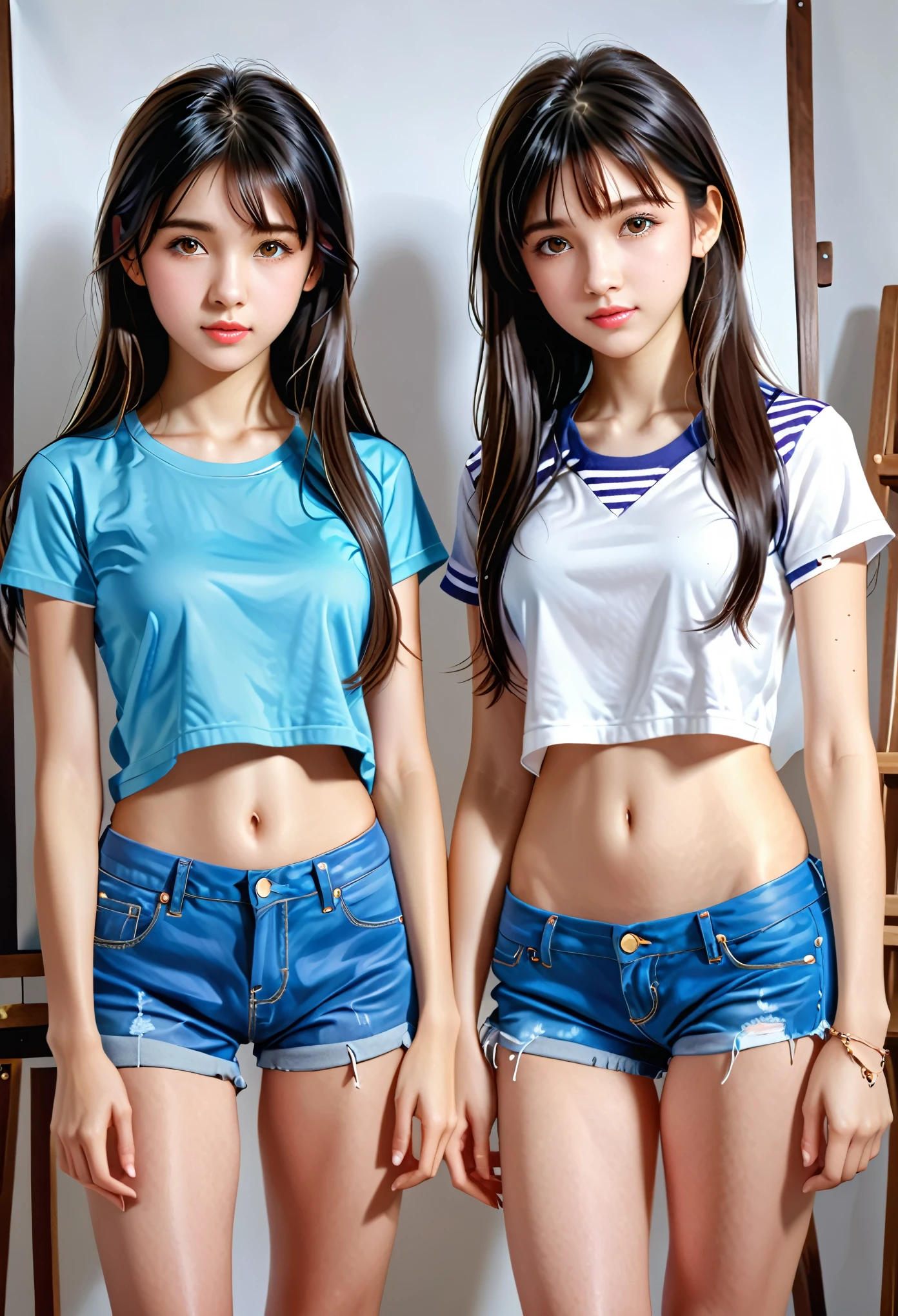 Cute ******* Girls, Height: about 160cm, Brown eyes, Bright and pretty colored clothes, Long straight black hair, masterpiece, 最high quality, 超high quality, high quality, High resolution, ultla High resolution, Disorganized, 4k, 8K, 16k, Very detailed, Complex, Great shading, High Contrast, Realistic, photo Realistic, RAW Photos, photo shoot, Super detailed illustrations, shortening, Perfect Anatomy, Correct Anatomy, Perfect proportions, Perfect Face, Perfect hands, Perfect Legs, Perfect Fingers