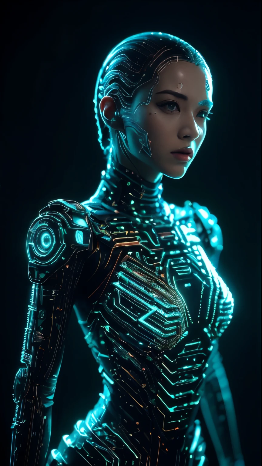 ((maximum quality)), ((obra-prima)), (detalhes:1.4), 3D, bela imagem de mulher cyberpunk,Human Development Report(high-range dynamics),Rastreamento de raio,nvidia rtx,Super resolution,irreal 5,underground dispersal,Textura PBR,Post-processing,Anisotropic filtering,profundidade de campo,maximum clarity and sharpness,textura multicamadas,Albedo e mapas especulares,Surface coloring,Accurately simulate the interaction of light with materials,perfect proportions,octane rendering,Two-tone lighting,grande abertura,ISO baixo,White balance,rule of thirds,8K originais,Placa de circuito AI,corpo prateado、metal body