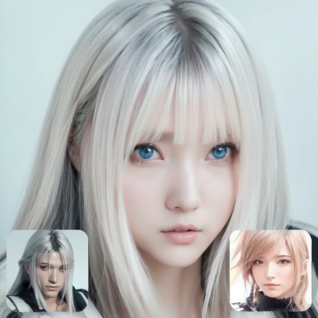 tem a foto de uma boneca com cabelos loiros e olhos azuis, final fantasia face, estilo de final + fantasia + 1 5, final fantasia character, tifa lockhart com cabelo branco, anime hiper realista, from final fantasia, final fantasia style, cabelo de nuvem, white cabelo de nuvem, Sakimi-chan, anime de rosto altamente detalhado, cabelos brancos como nuvens, anime fotorrealista