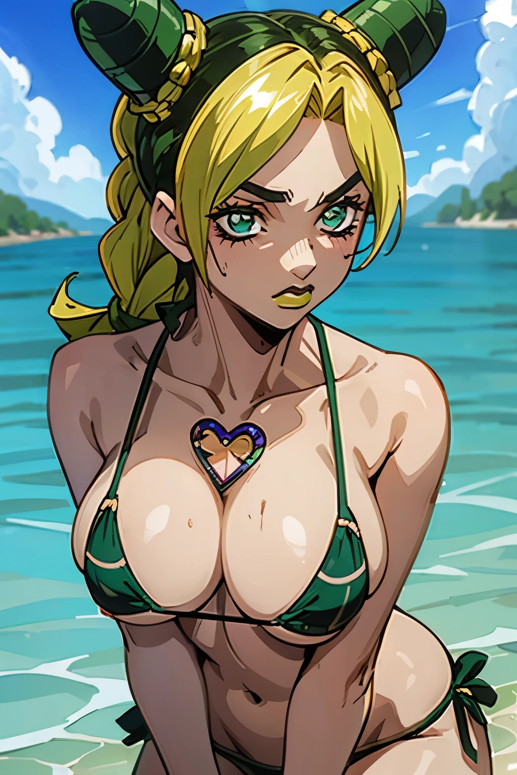 Big breasts, jolyne, micro bikini, shiny hair, shiny skin