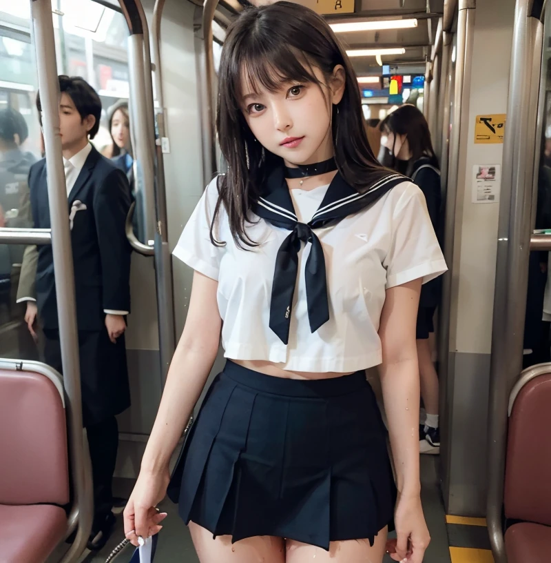 （nsfw:5）、（Molester:2）、(shy:2)、（Many middle-aged men touching women:5）、（Very crowded train:3）、（A lot of people are standing:5）、（Panties are visible:6）、（Sailor collar uniform:5）、（whole body）、（Very short micro mini skirt:5）、（Bottomless）、Japanese beautiful girl、18 year old beauty、blonde、bangs、Brown eyes、Perfect figure、Slim figure、Transparency、Gloss、The most beautiful breasts、Big Breasts、(Blushing:3）、Hirotake、Burning Body、（in the train:5）、（crowd:5）、（20 girls 20 boys:5）、（Seen in many galleries:5）、Beautiful feet、Strong sunlight、Wet crotch、Wet genitals、actress、Nogizaka Idol、Korean Idol、Wet crotch、Peeing、Wet crotch、Wet inner thighs,