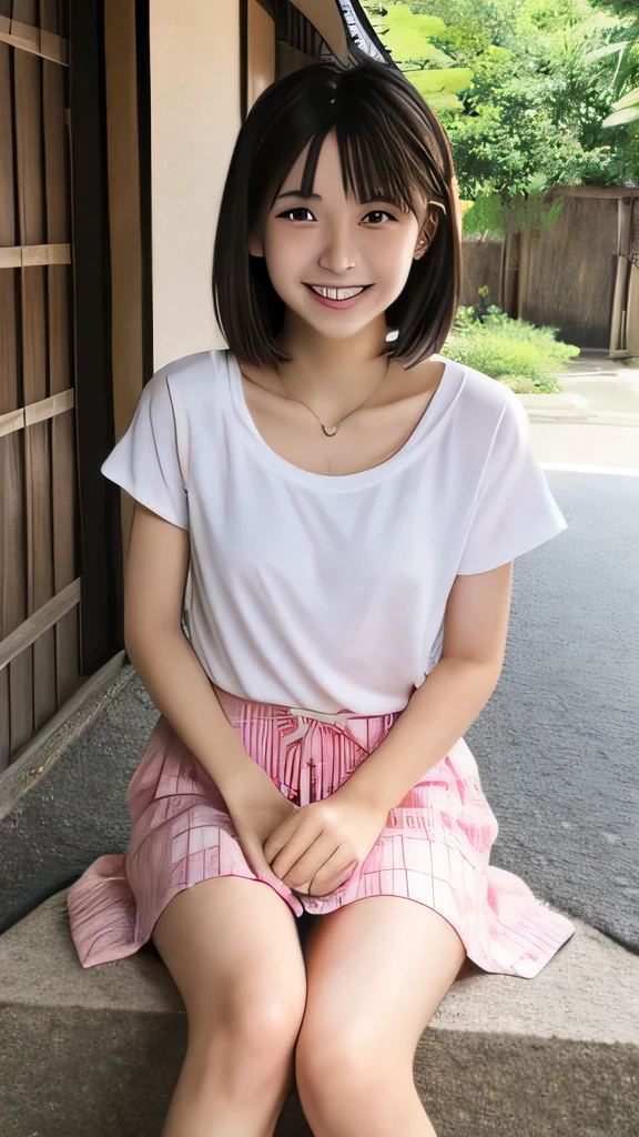 Japanese、18-year-old、Very slim、((Smiling))、Summer clothing