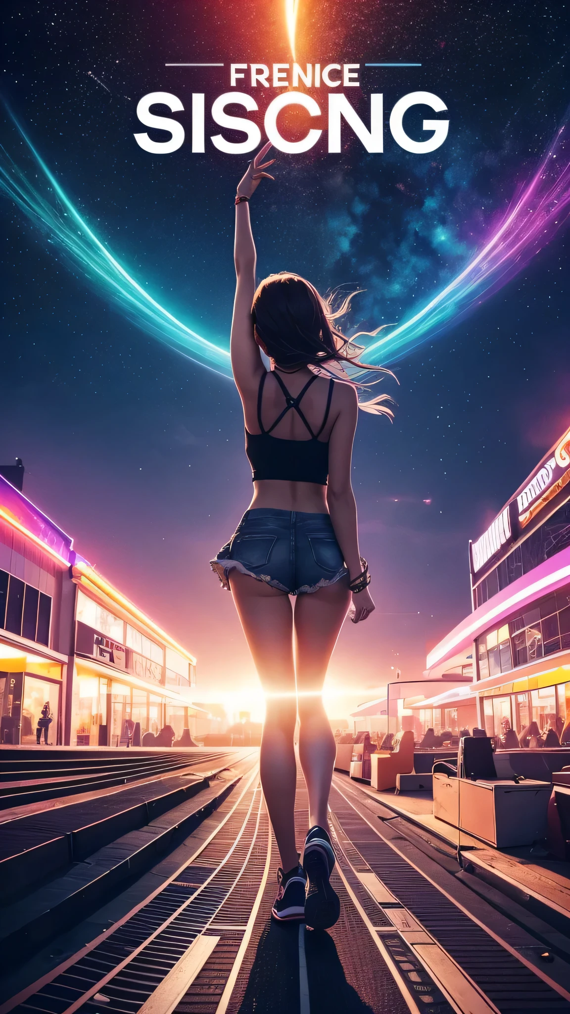 beautiful conceptual and concise cover for a single in the genre of energetic music for stores and events, the cover should make you want to click and listen, fun energetic atmosphere of the cover, free space for the track title, high quality, track for festivals, billboard