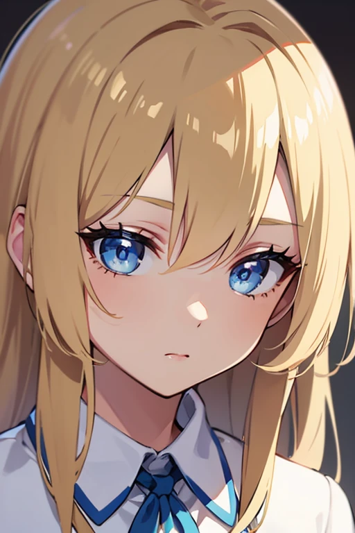 Blonde hair, blue eyes