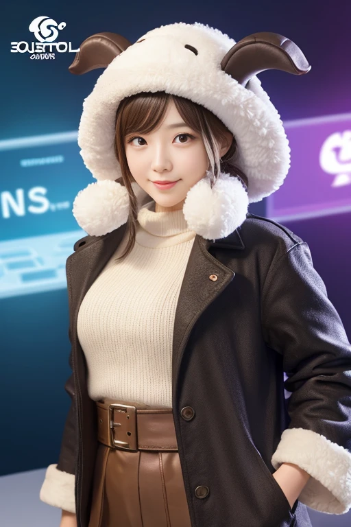 Animated character wearing a sheep-shaped hat, Have a game controller in your hand, Lively and cute expression, High quality work, sheep