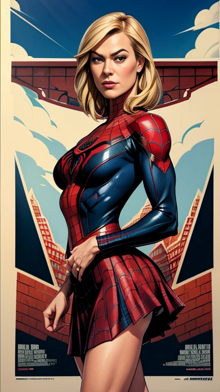 Yvonne Strahovski、マーベルコミックの映画Poster、so beautiful、Movies about Spider-Man、sexy、whole body、Wearing a skirt、Premiere Date、Poster、belly buttonを突き出す、new york、She&#39;s wearing a ripped Spiderman suit、The suit is torn、Wearing a skirt、Red and black color scheme、dynamic、masterpiece、highest quality、Super detailed、Very detailed、Delicate and beautiful shine、Ultra-high resolution、Cinematic、break、breakドロップ、(Torn clothes:1.5)、(Wet clothes:1.4)、Bare shoulders、Real Rain、Wet Hair、belly button、Exposed Skin、sexyな肩を披露