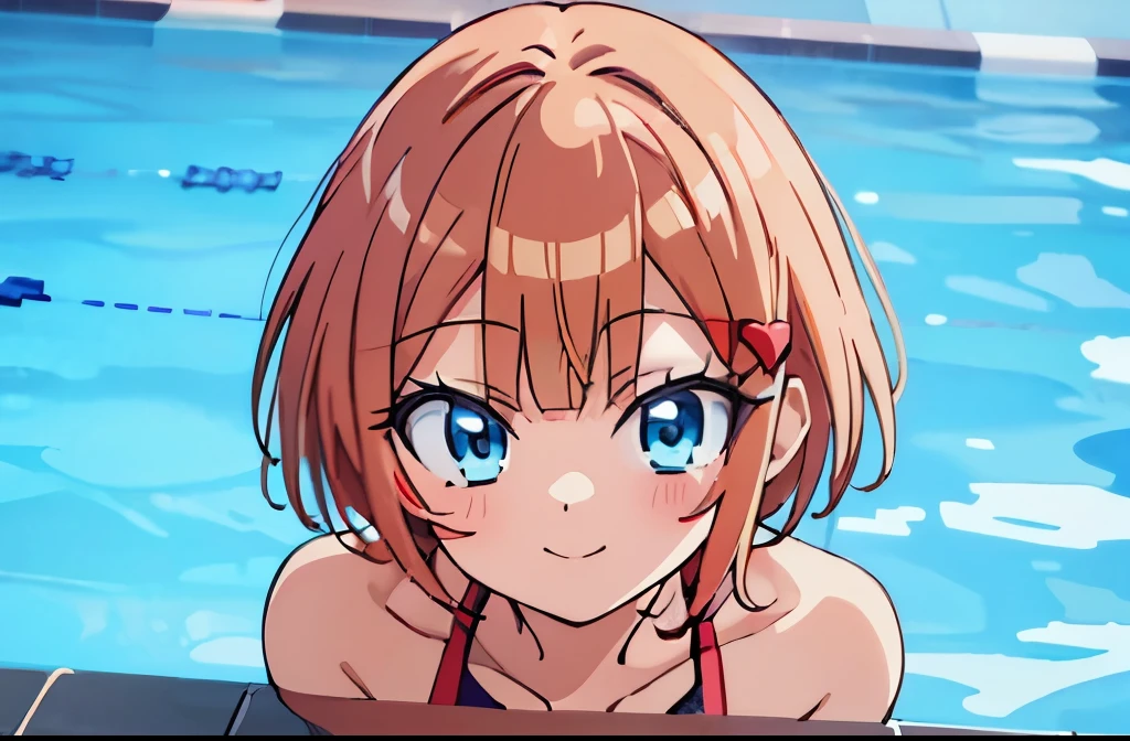 ((masterpiece)), ((best quality)), (ultra-detailed), anime style, pool, a cute girl, 1girl, solo, ((beautiful eyes)), smile, bikini00,