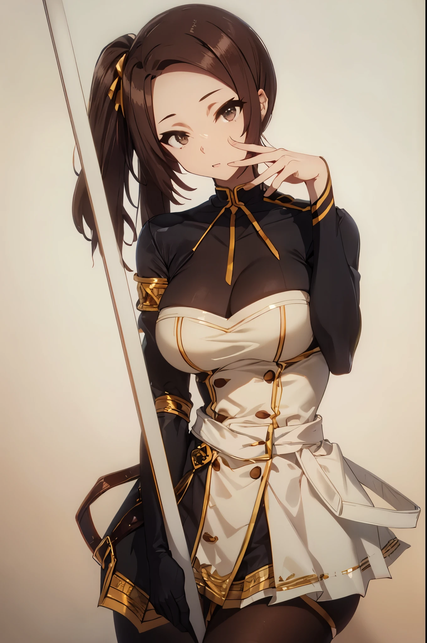 ,brown hair,brown eyes,long hair,forehead