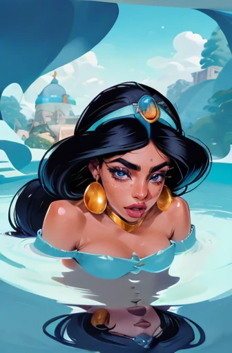 Princesa Jasmine Princesa da Disney deitada, pornografia POV, explicit pornography explicit pornography, alta qualidade, Hiper realista.