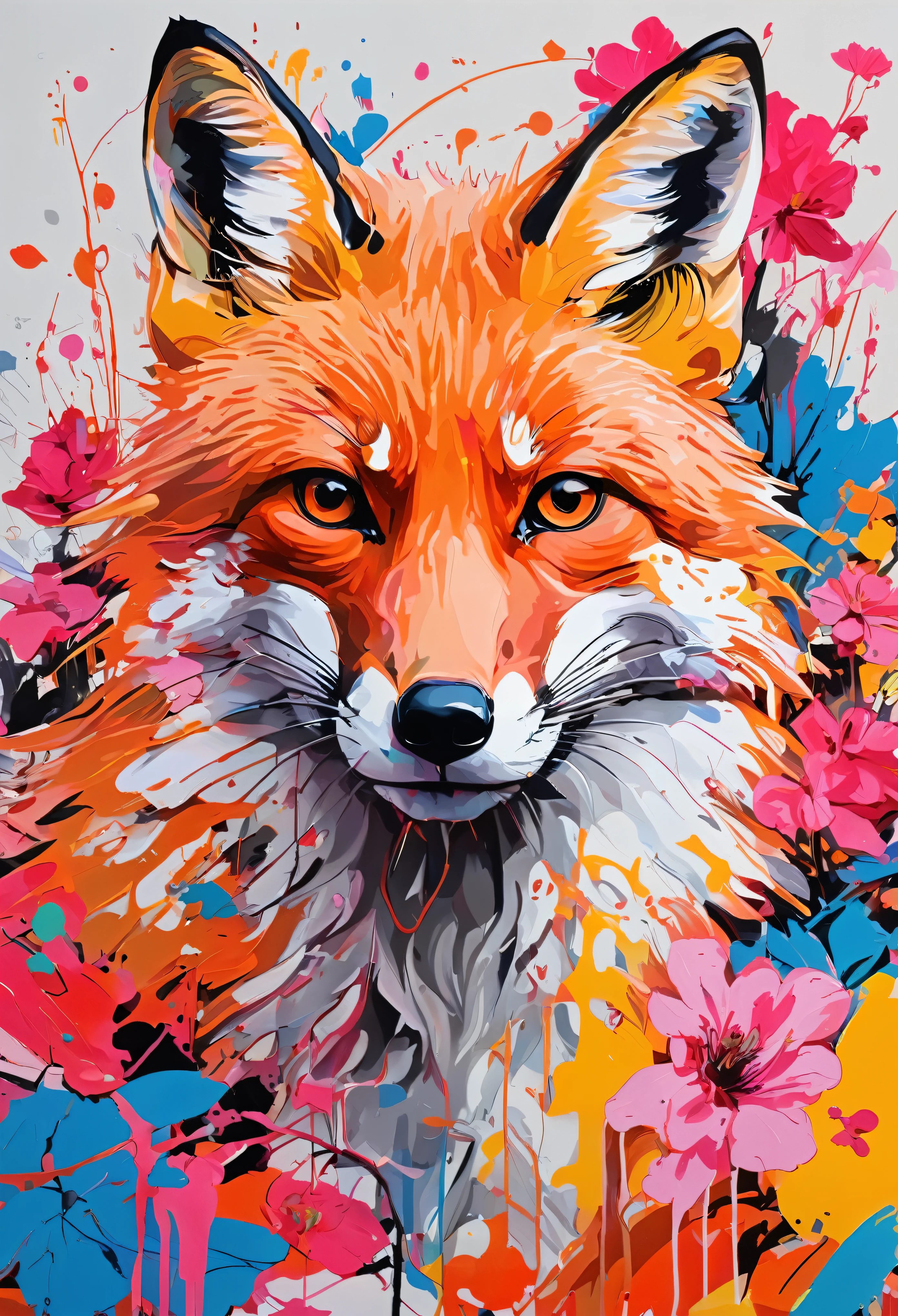 Graffiti, scribble, Comics by Petra Cortright, best quality, masterpiece, Fox artwork, Representative work, official art, Professional, Ultra intricate detailed, 8k, Fox art, colourful background 