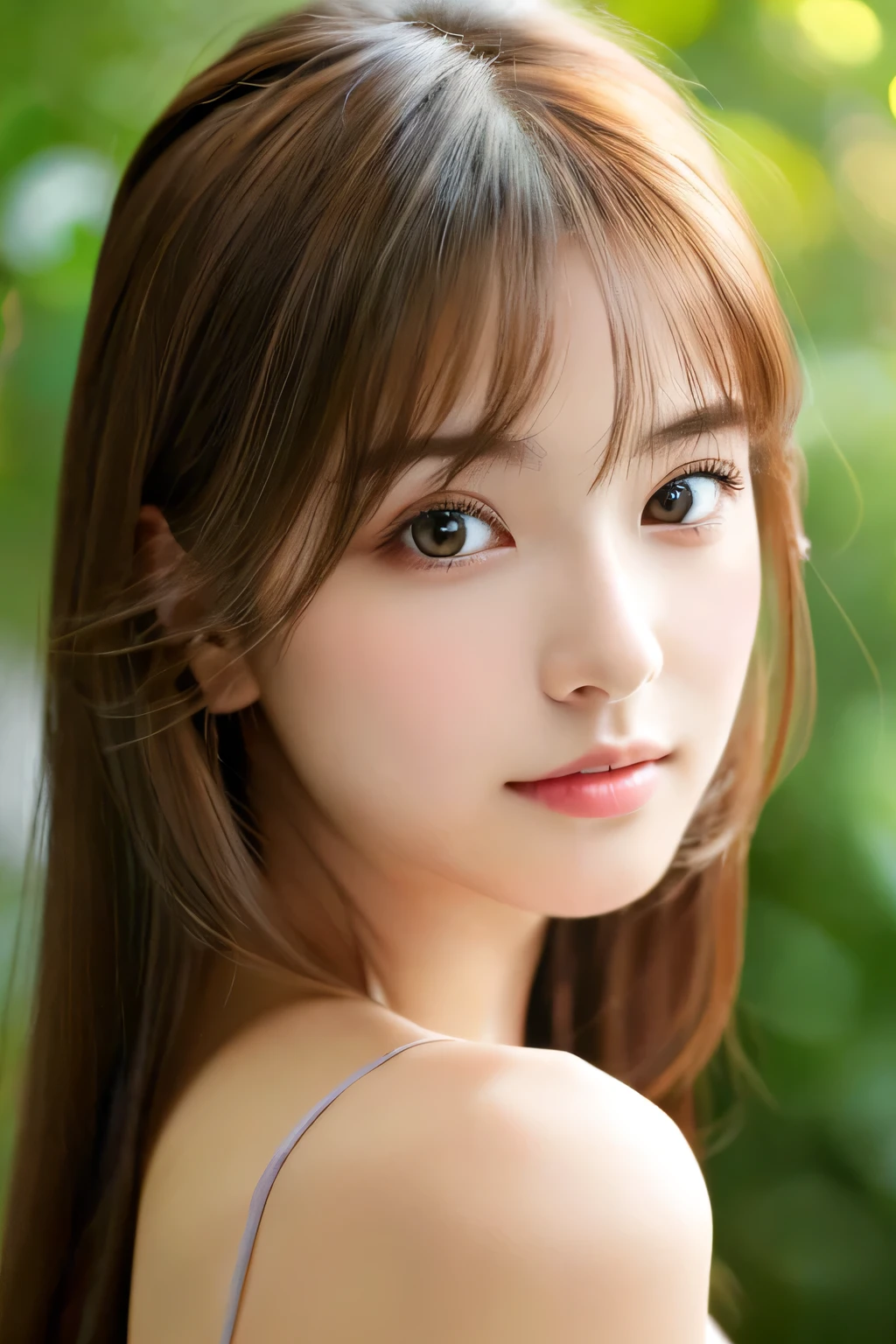 (((8ｋ,Very detailed,Attention to detail、highest quality，masterpiece,Attention to detail))),RAW Photos ,  Realistic,Professional Lighting，Beautiful dark eyes,Glossy lips,beautiful黒い Eyes，White skin、Deep black eyes,とてもBeautiful face,とてもBeautiful face、Beautiful face,beautiful, Glossy lips,beautiful Eyebrows,Realistic Skin,  Young Gravure Idol,Very cute woman , Young Gravure Idol, Young Gravure Idol, とても美しくてかわいいbeautiful 21 year old beauty,Incredibly beautiful and elegant，beautiful 21 year old beauty,Natural soft light,（Shiny Hair,,beautiful and kind eyes：1.5）,Gentle features,Shapely breasts,Long Hair,beautiful posture,Natural Makeup,Looking into the camera，Japanese women，