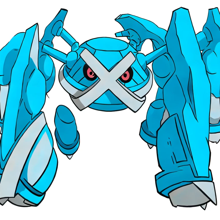 (masterpiece, best quality:1.2),solo,metagross \(pokemon\),pokemon \(creature\),full body,no humans,red eyes,looking at viewer,mecha,standing,four legs
