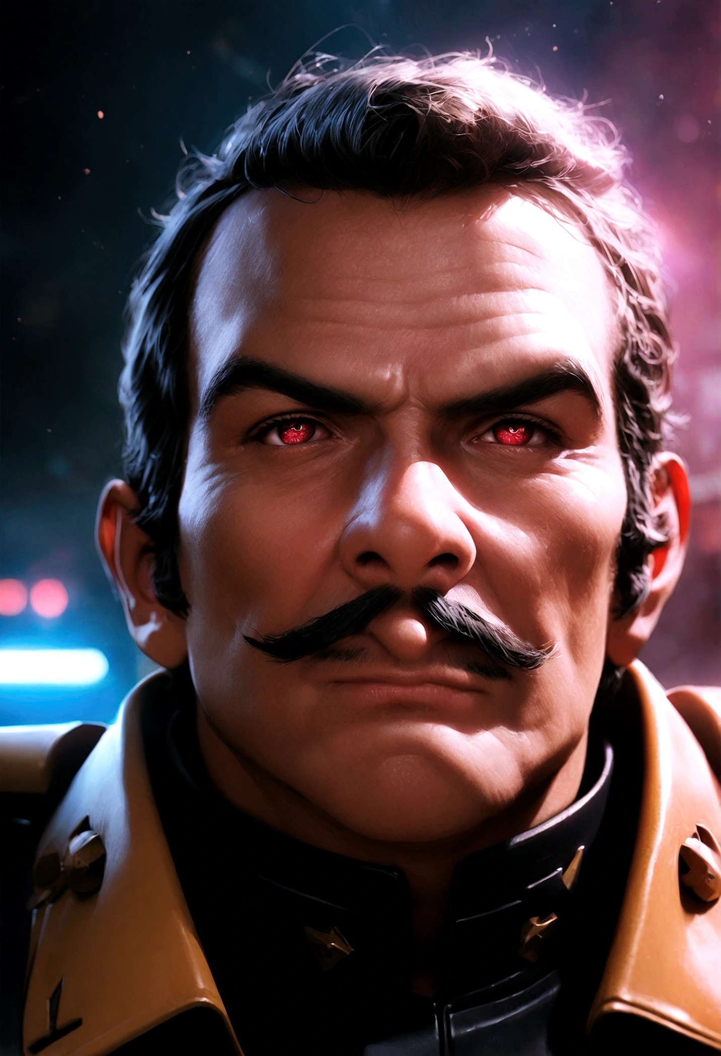1 boy, male focus, Ramba Ral, gundam, detailed face, detailed eyes, detailed nose, detailed lips, extremely detailed facial features, highly detailed portrait, hyperrealistic, 8k, photorealistic, studio lighting, digital art, concept art, sci-fi, mecha, machinery, military, dramatic lighting, cinematic, vivid colors, dynamic composition