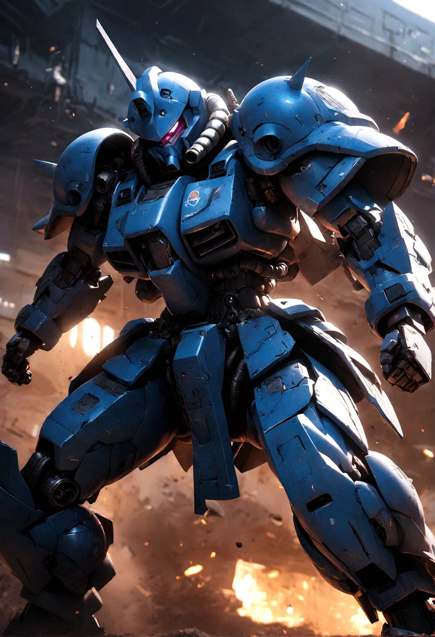 1girl, highly detailed gouf, highly detailed gundam, realistic, photorealistic, 8k, hyper detailed, highly intricate details, cinematic lighting, dramatic lighting, vibrant colors, epic sci-fi, mecha, futuristic, mechanical, industrial, sleek, sharp, precise, polished, grungy, grounded, gritty, intricate textures, depth of field, dramatic angle, dynamic pose, powerful, imposing