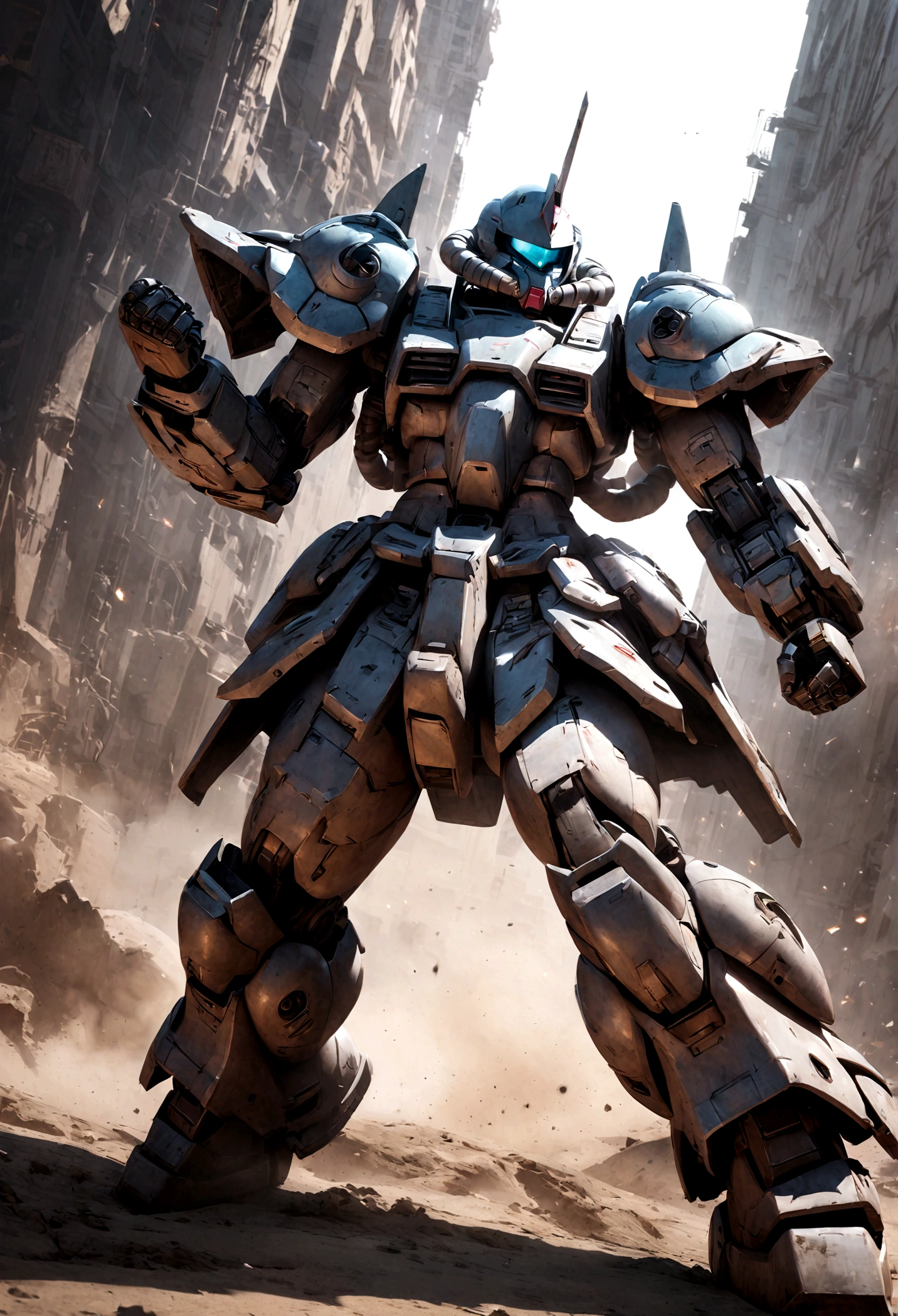 1girl, highly detailed gouf, highly detailed gundam, realistic, photorealistic, 8k, hyper detailed, highly intricate details, cinematic lighting, dramatic lighting, vibrant colors, epic sci-fi, mecha, futuristic, mechanical, industrial, sleek, sharp, precise, polished, grungy, grounded, gritty, intricate textures, depth of field, dramatic angle, dynamic pose, powerful, imposing