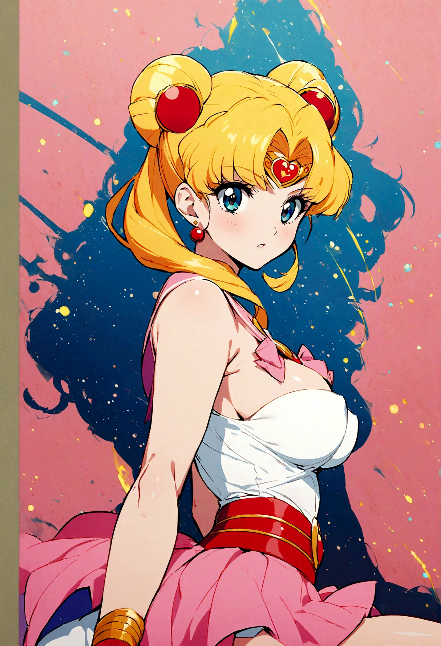 1girl, sailor moon, bishoujo senshi sailor moon, covered big breasts, 