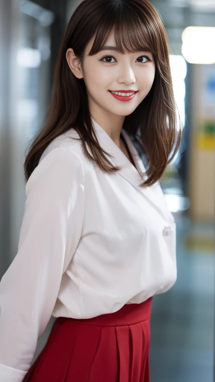 highest quality、8k wallpaper、Reality:1.4、Cinema Lighting、View your viewers、background:An all-white room、1 beautiful girl、Japanese Idol、29-year-old、Beautifully detailed eyes、Detailed face、Beautiful Skin、Slender、Slim waist、Thin legs、Red lipstick、Fancy hairstyle:1.8、Random hair color、Light Hair、The light is shining on her hair、Asymmetrical bangs、Japan Female Doctor、Are standing、smile:1.2、