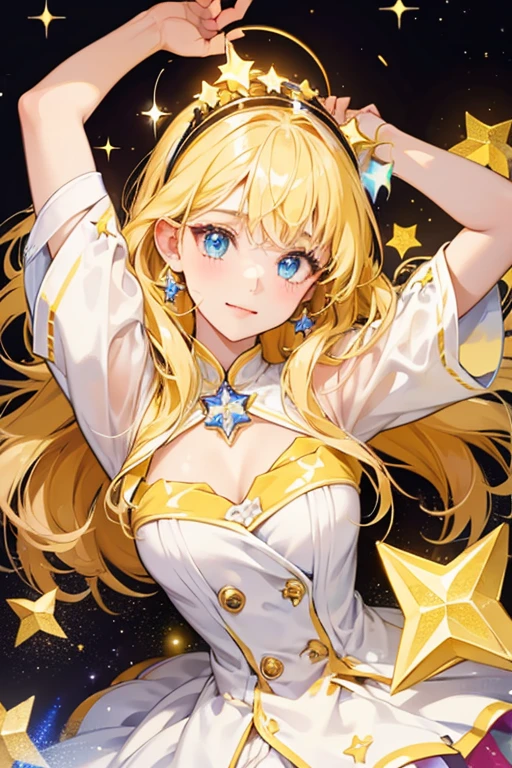 blonde, bright eyes, naked, 光沢のあるnipple、(masterpiece),(highest quality:1.0), (ultra high resolution:1.0), Detail view, 8K, anime, masterpiece, brown eyes、nipple、attractive woman provocative look Blushing wavy hair very big breasts Fair skin Very detailed breasts Very detailed eyes her cheeks are flushed show your chest press your chest together I'm shy photo from the waist up ,large breasts,saliva seductive smile,ahegao, blush, sweat, rolling eyes, tears, 1girl,bishojo, beautiful starry sky、grassland、